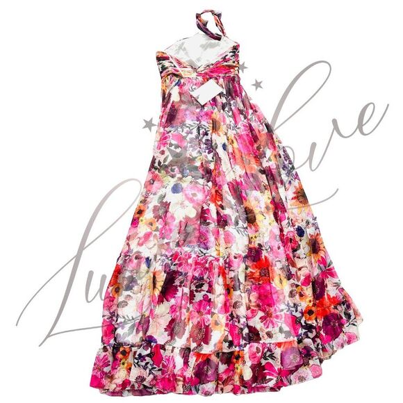 MAC DUGGAL x Anthropologie Asymmetrical Ruffled A-Line Halter Gown (size 6) NWT - Picture 8 of 12